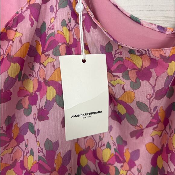 Amanda Uprichard womens medium Lorelei floral boho sheer summer blouse top new - Picture 7 of 8